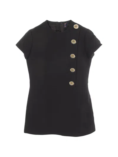 Pre-owned Louis Vuitton Button-detail Short-sleeve Dress In Black
