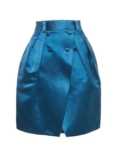 Pre-owned Louis Vuitton Buttoned Straight Mini Skirt In Blue