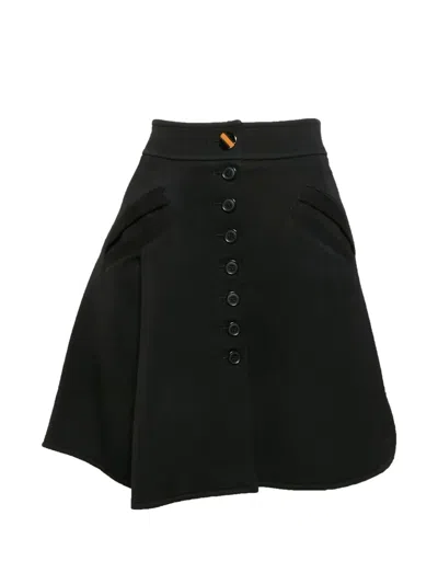 Pre-owned Louis Vuitton Button-up Knit Mini Skirt In Black