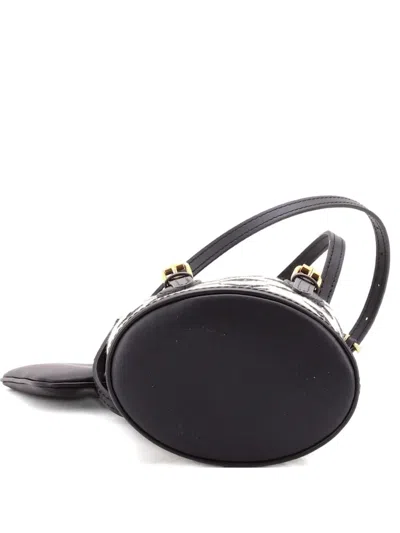 Pre-owned Louis Vuitton By The Pool Monogram Raffia Nano Bucket Bag In Black