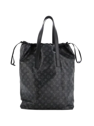 Pre-owned Louis Vuitton Cabas Light Drawstring Bag Monogram Eclipse Canvas Shoulder Bag In Black
