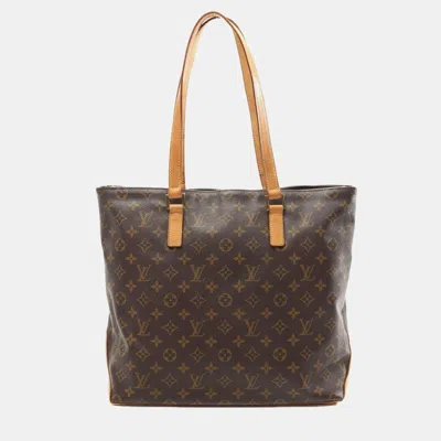 Pre-owned Louis Vuitton Cabas Mezzo Shoulder Tote Bag Monogram Canvas In Brown