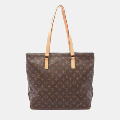 Pre-owned Louis Vuitton Cabas Mezzo Shoulder Tote Bag Monogram Canvas Brown