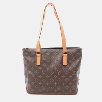 Pre-owned Louis Vuitton Cabas Piano Shoulder Tote Bag Large Monogram In Brown