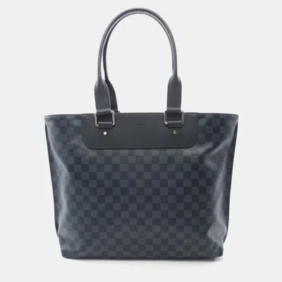 Pre-owned Louis Vuitton Cabas Voyage Tote Bag Damier Cobalts Leather Navy