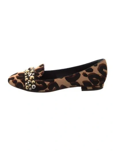 Pre-owned Louis Vuitton Calf Hair Animal Print Loafers In Brown
