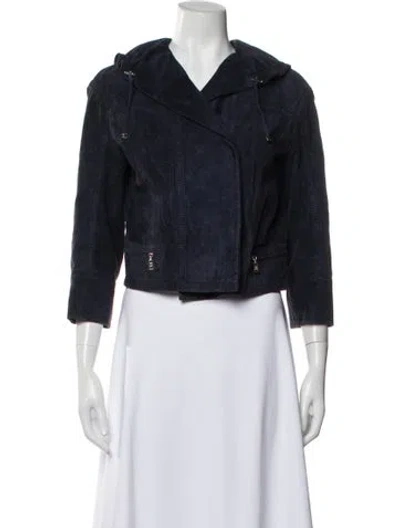 Pre-owned Louis Vuitton Calfskin Biker Jacket In Blue