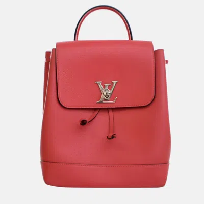 Pre-owned Louis Vuitton Calfskin Lockme Backpack In Red