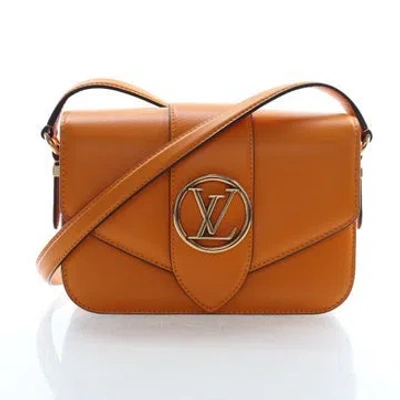 Pre-owned Louis Vuitton Calfskin Pont 9 In Orange
