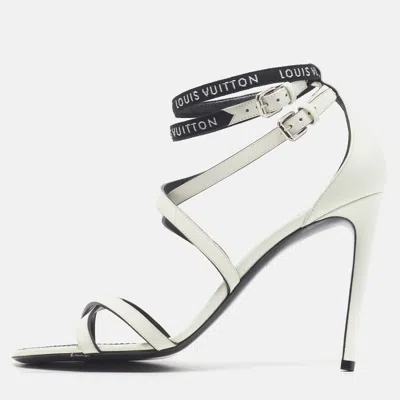 Pre-owned Louis Vuitton Call Back Size 41 Cream Leather Ankle Strap Sandals In White