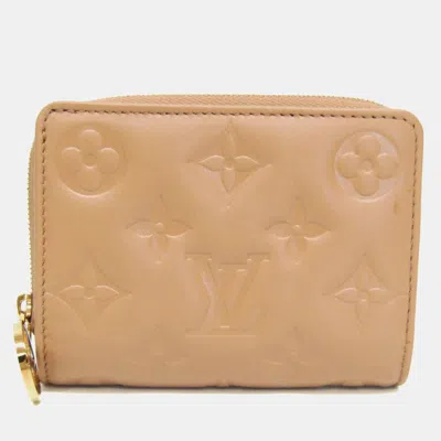 Pre-owned Louis Vuitton Monogram Embossed Wallet Lamb Leather Wallet Camel