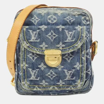 Pre-owned Louis Vuitton Camera Blue Monogram Denim Shoulder Bag