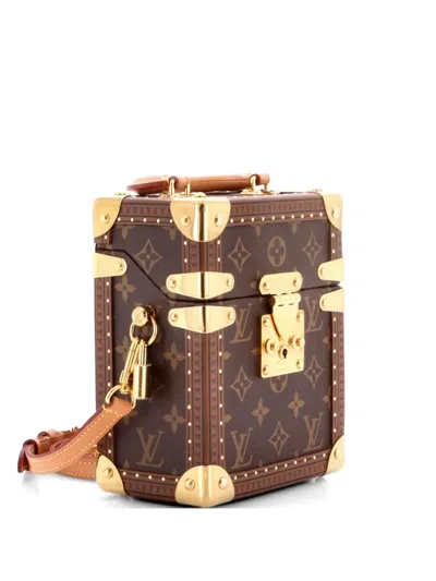 Pre-owned Louis Vuitton Camera Box Trunk Bag Monogram Canvas Satchel In Brown