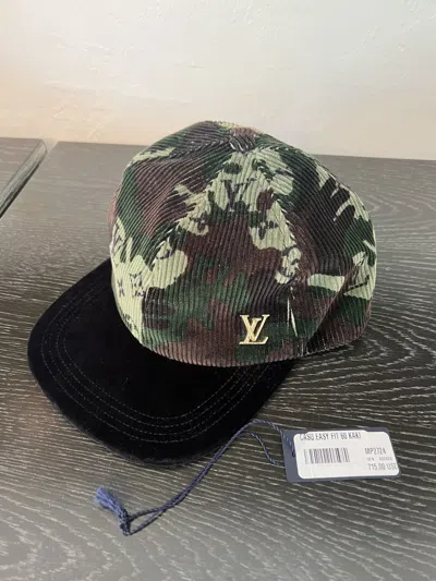 Pre-owned Louis Vuitton Camo Corduroy Hat In Green