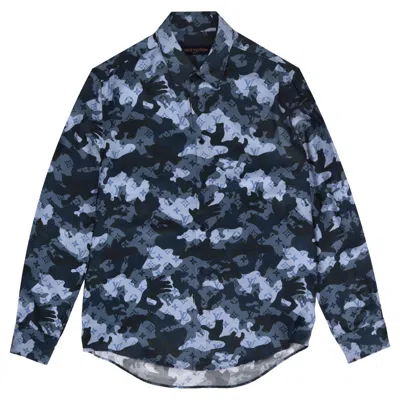Pre-owned Louis Vuitton Camouflage 'lv' Monogram Silk Shirt In Black