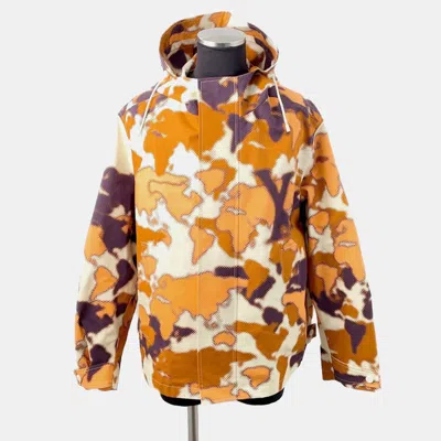 Pre-owned Louis Vuitton Camouflage Pattern Mountain Parka Size 50 Orange/multicolor Cotton100%