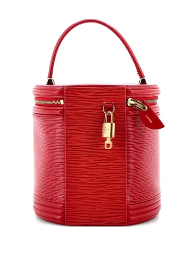 Pre-owned Louis Vuitton Cannes Beauty Case Epi Leather Satchel In Red