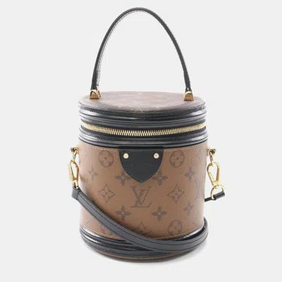 Pre-owned Louis Vuitton Cannes Handbag Coated Canvas Leather Monogram Reverse Brown Black
