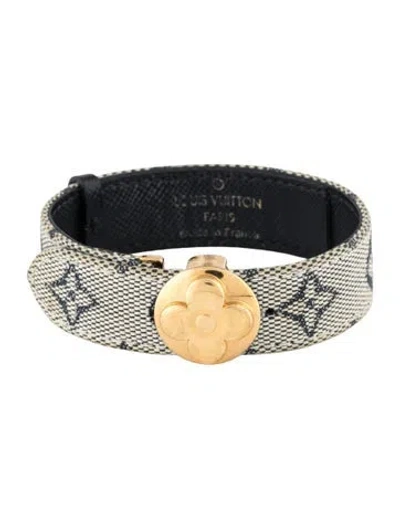 Pre-owned Louis Vuitton Canvas & Leather Mini Lin Monogram Wish Bracelet, 6.5" In Multicolor