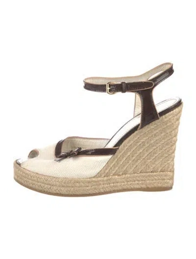 Pre-owned Louis Vuitton Canvas Bow Accents Espadrilles In Neutral