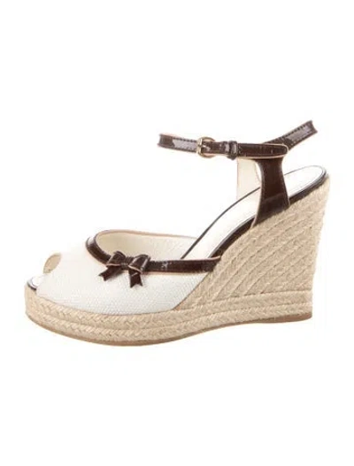 Pre-owned Louis Vuitton Canvas Bow Accents Pumps In White