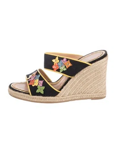 Pre-owned Louis Vuitton Canvas Braided Accents Espadrilles In Black