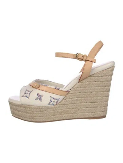 Pre-owned Louis Vuitton Canvas Floral Print Espadrilles In White