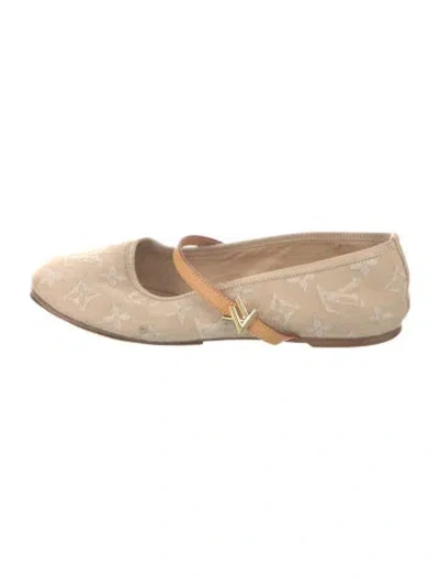 Pre-owned Louis Vuitton Canvas Graphic Print Ballet Flats In Neutrals
