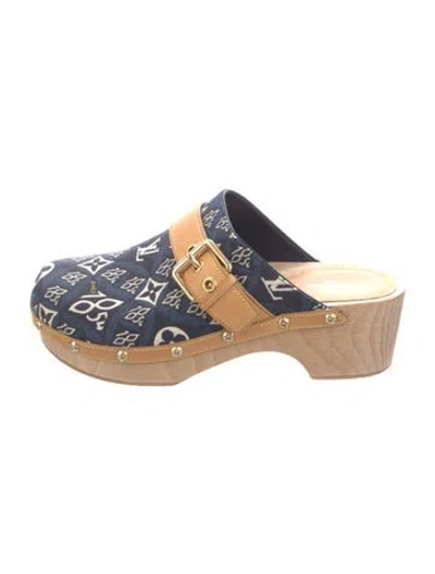 Pre-owned Louis Vuitton Canvas Graphic Print Mules In Blue