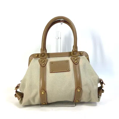 Pre-owned Louis Vuitton Canvas Leather Handbag Shoulder Bag () In Beige