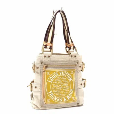 Pre-owned Louis Vuitton Canvas Leather Tote Bag () In Yellow