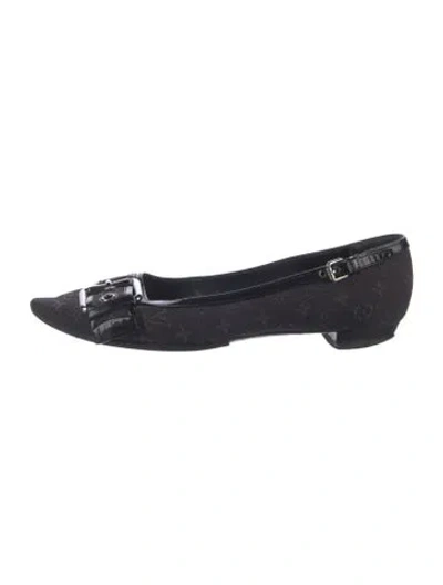Pre-owned Louis Vuitton Canvas Patterned Ballet Flats In Black