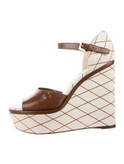 Pre-owned Louis Vuitton Canvas Patterned Sandals In Brown/white