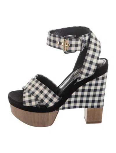 Pre-owned Louis Vuitton Canvas Plaid Print Sandals In Black