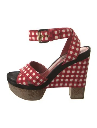 Pre-owned Louis Vuitton Canvas Plaid Print Sandals In Red
