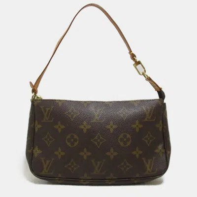 Pre-owned Louis Vuitton Canvas Pochette Accessoires Shoulder Bags In Brown