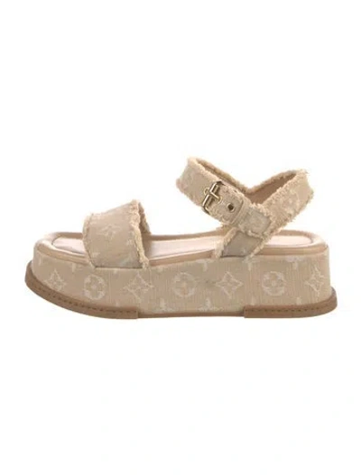 Pre-owned Louis Vuitton Canvas Printed Espadrilles In Neutral