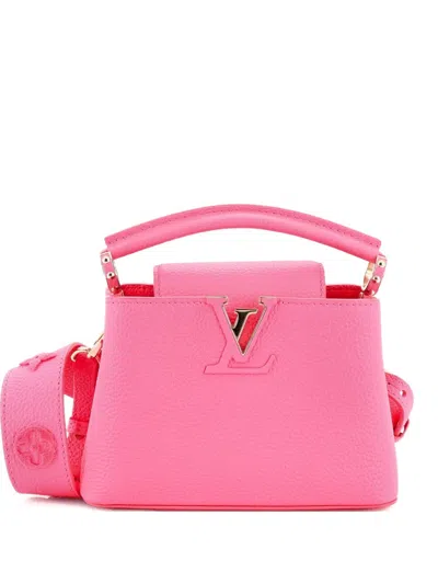 Pre-owned Louis Vuitton Capucine Bag Leather With Monogram Tuffetage Leather Strap Mini Satchel In Pink