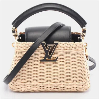 Pre-owned Louis Vuitton Capucine Mini Black In Sand