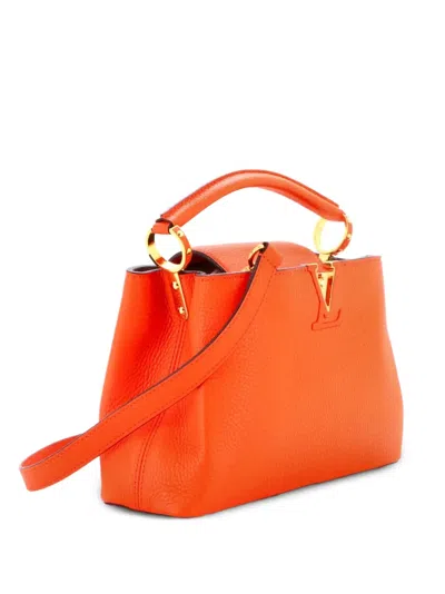 Pre-owned Louis Vuitton Capucines Bag Leather Bb Satchel In Orange
