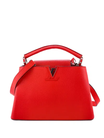 Pre-owned Louis Vuitton Capucines Bag Leather Bb Satchel In Red