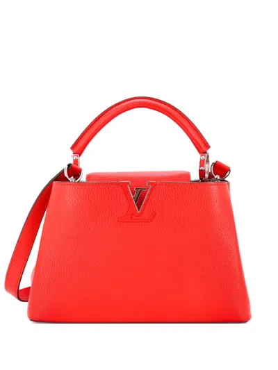 Pre-owned Louis Vuitton Capucines Bag Leather Bb Satchel In Red