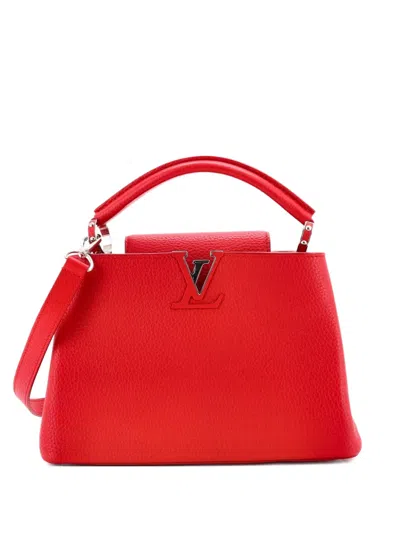 Pre-owned Louis Vuitton Capucines Bag Leather Bb Satchel In Red