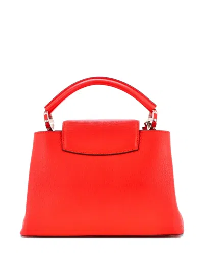 Pre-owned Louis Vuitton Capucines Bag Leather Bb Satchel In Red