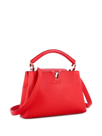 Pre-owned Louis Vuitton Capucines Bag Leather Bb Satchel In Red