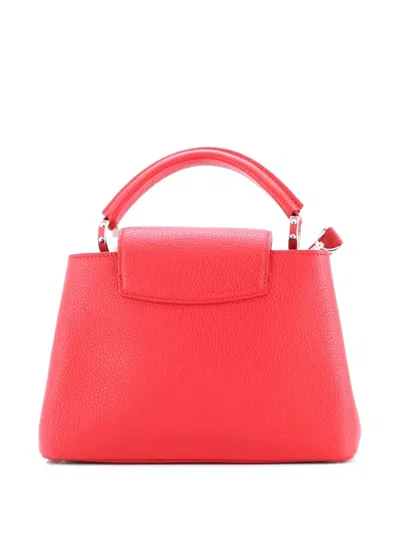 Pre-owned Louis Vuitton Capucines Bag Leather Bb Satchel In Red