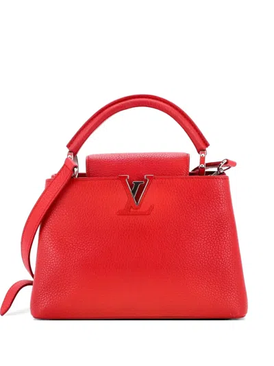 Pre-owned Louis Vuitton Capucines Bag Leather Bb Satchel In Red