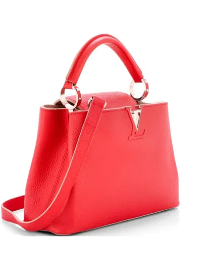 Pre-owned Louis Vuitton Capucines Bag Leather Bb Satchel In Red