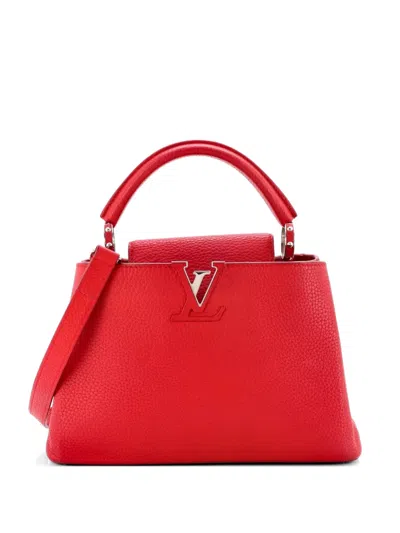 Pre-owned Louis Vuitton Capucines Bag Leather Bb Satchel In Red