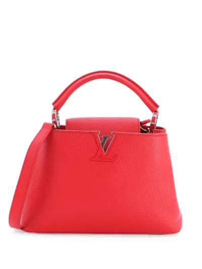 Pre-owned Louis Vuitton Capucines Bag Leather Bb Satchel In Red